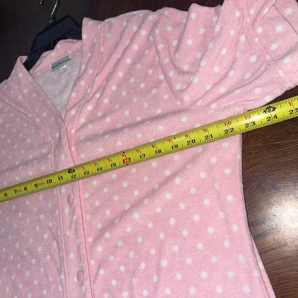 Miss Elaine Cotton Terry Robe House Dress sz Large Pink snap Front 2 Pockets - Picture 3 of 9
